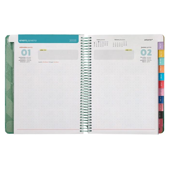 Agenda Espiral Antartik Pattern A5+ 2025 Dia Pagina Color Verde Papel 80 gr 8