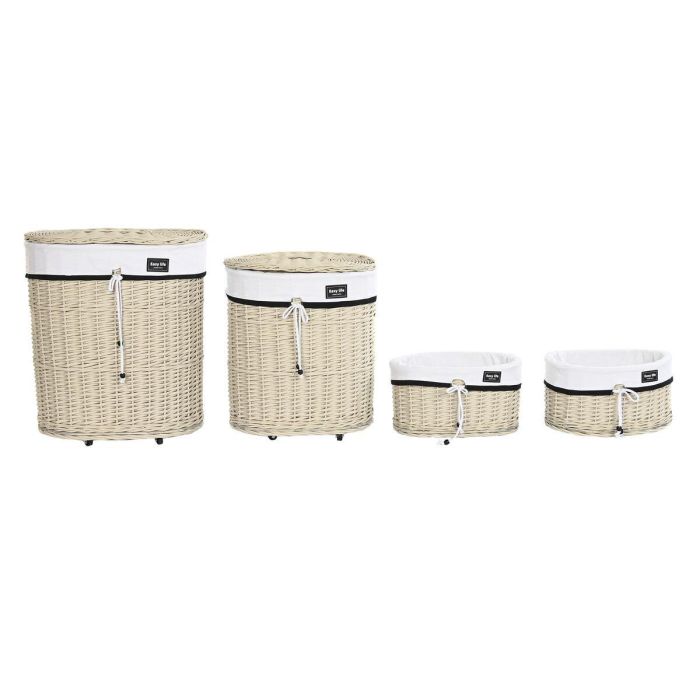 Cesta Ropa Basicos DKD Home Decor Beige Blanco 38 x 58 x 51 cm Set de 4 2