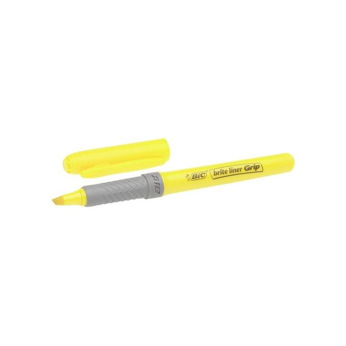 Bic Marcador Fluorescente Highlighter Grip Punta Biselada Amarillo Caja 12 Unidades
