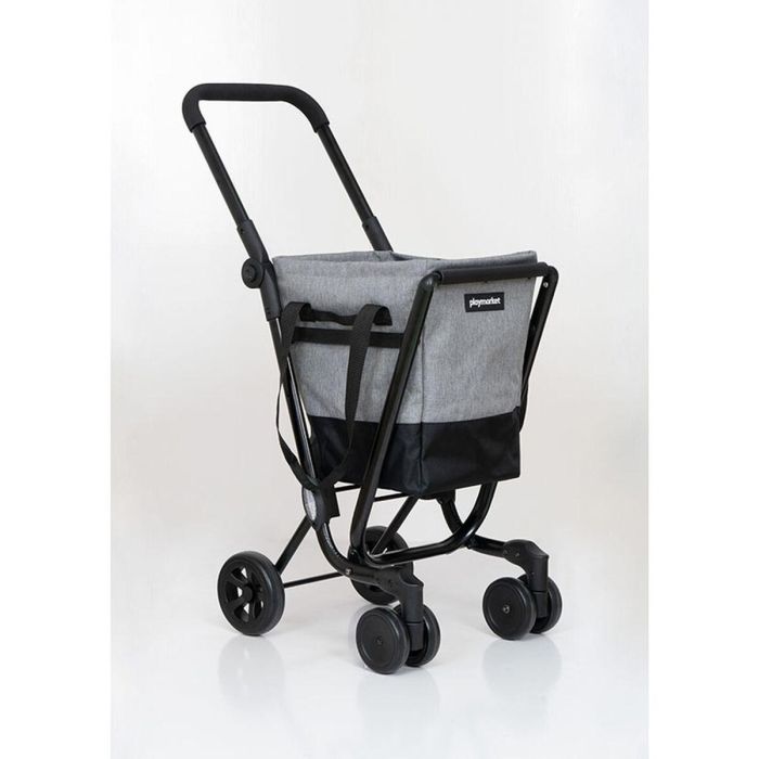 Carro de Compra Playmarket Negro/Gris Con ruedas Plegable