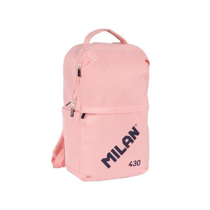 Milan 430 Mochila Urbana Compacta, Cierre de Seguridad, 15L, para Portátil 14 Pulgadas, Asas Acolchadas, Bolsillos Laterales, Rosa