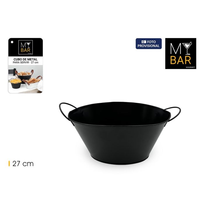 Inde Cubo Metal Oval con Asa Metal Black 27C My Bar - 36 cm largo x 20 cm ancho x 14.6 cm alto (12 Unidades) Inde Cubo Metal Oval con Asa Metal Black 27C My Bar - 36 cm largo x 20 cm ancho x 14.6 cm alto (12 Unidades)