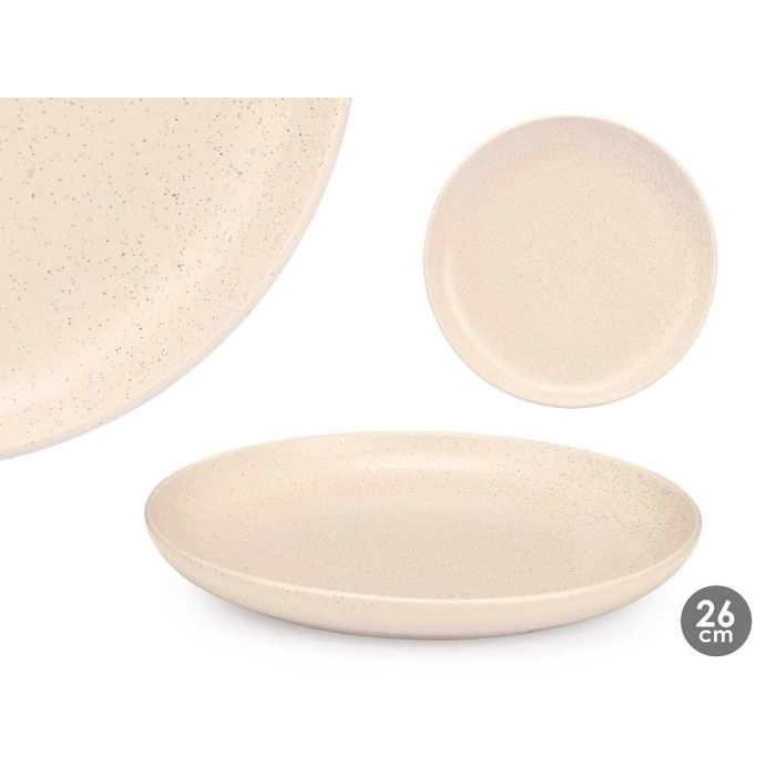 Vessia Plato Llano Moteado Crema 26 cm de Loza (24 Unidades)