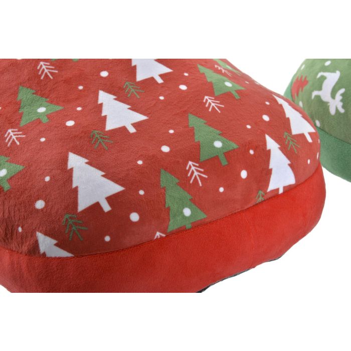 DKD Home Decor Calientapies Decorativo Navidad Tradicional Verde, Rojo y Blanco 40 x 15 x 30 cm (4 Unidades) Poliéster 2