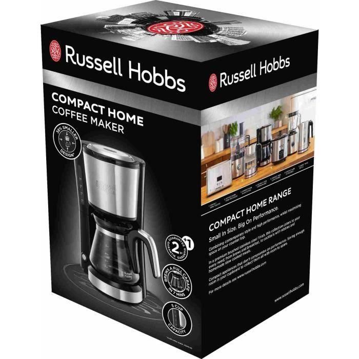 Russell Hobbs 24210-56 Cafetera Compacta para el Hogar, 5 Tazas, 1000W, Acero Inoxidable Cepillado con Cuchara Medidora Integrada 2