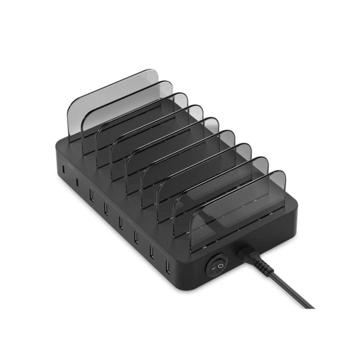 Conceptronic OZUL02B Estación de Carga PD 3.0 75W con 6 Puertos USB y Soporte para Apple Watch, Compatible con Nintendo Switch, iPad, iPhone, Samsung Galaxy 2