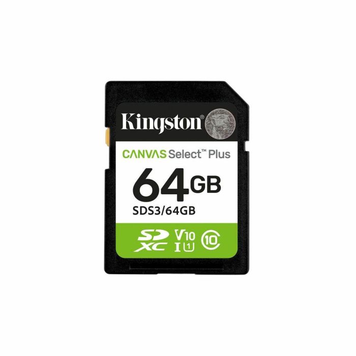Kingston SDS3/64GB Tarjeta de Memoria Canvas Select Plus 64GB SDXC Clase 10 UHS-I U1 V10 100MB/s Lectura para Cámara Full HD 5