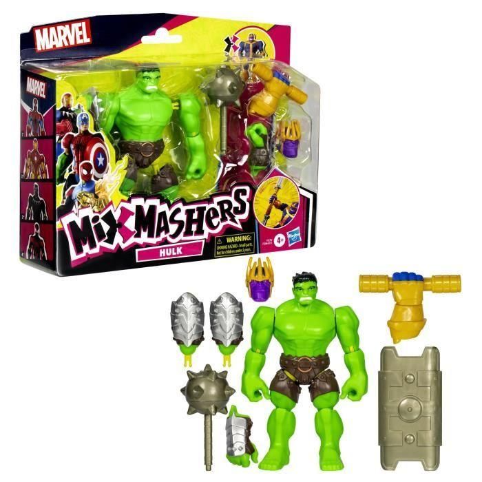 Figura de acción de lujo de Hulk personalizable de Marvel Avengers de MixMashers para mezclar y combinar con accesorios