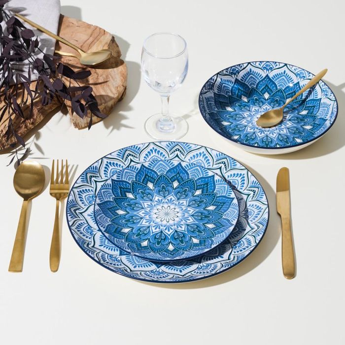Vajilla 12 Piezas Mandala Azul Home Deco Factory 6 Vajilla 12 Piezas Mandala Azul Home Deco Factory 6