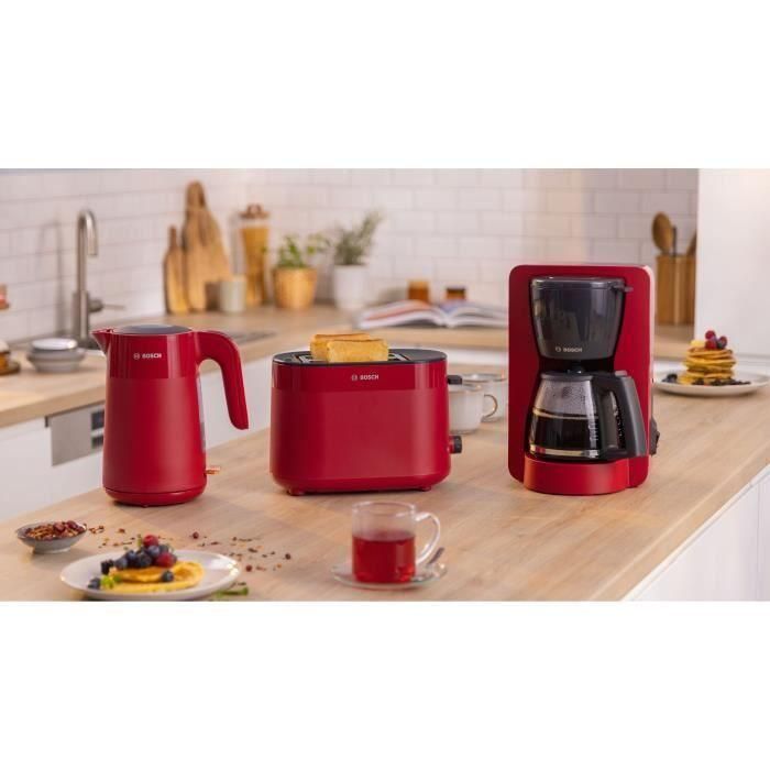 Tostadora - BOSCH - TAT2M124 MyMoment - Roja - 2 rebanadas - centrado automático del pan - funciones de descongelación y recalentamiento 1 Tostadora - BOSCH - TAT2M124 MyMoment - Roja - 2 rebanadas - centrado automático del pan - funciones de descongelación y recalentamiento 1