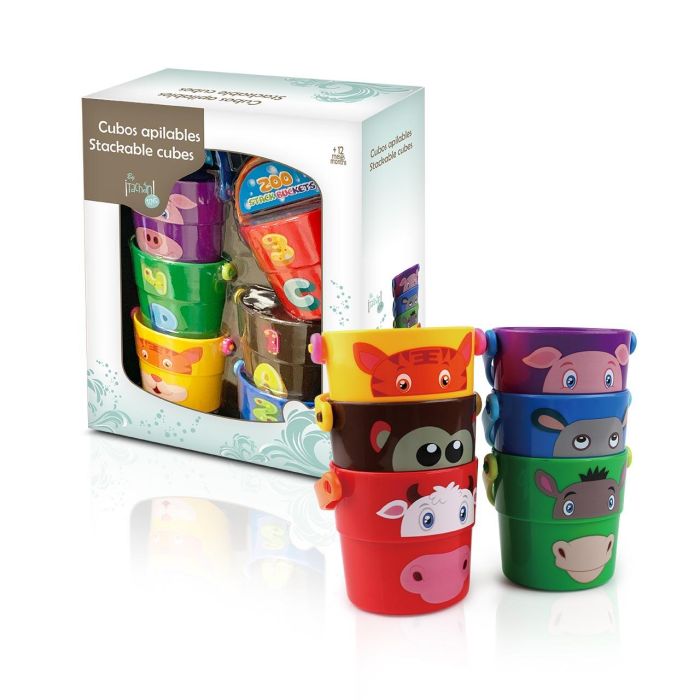 Tachan Juego de Cubos para Apilar de Baño con Números, Letras y Animales - Juguete Infantil Recomendado +12 Meses 0 Tachan Juego de Cubos para Apilar de Baño con Números, Letras y Animales - Juguete Infantil Recomendado +12 Meses 0