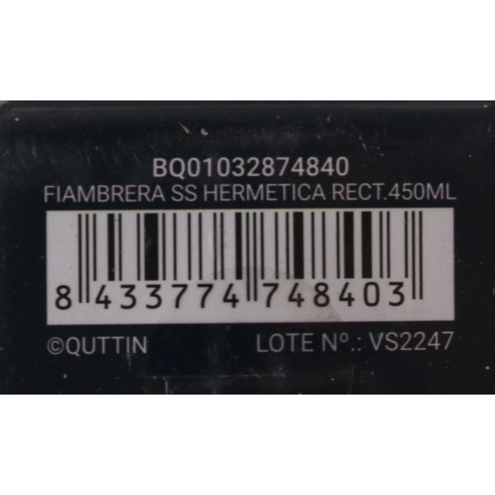 Fiambrera hermética rectangular de acero inoxidable 450 ml - Quttin (12 Unidades) 12 Fiambrera hermética rectangular de acero inoxidable 450 ml - Quttin (12 Unidades) 12