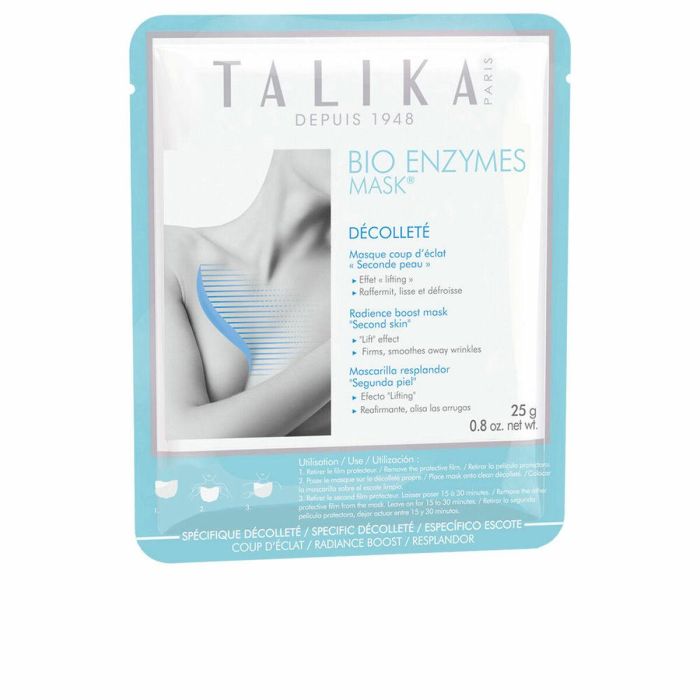Talika BIO ENZYMES Mascarilla Cuello y Escote Antiedad Hidratante con Ácido Hialurónico 25g