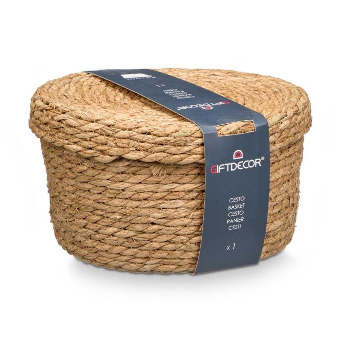 Cesto con Tapa Redondo Grande Natural Giftdecor 25x16x25 cm (6 Unidades) 1 Cesto con Tapa Redondo Grande Natural Giftdecor 25x16x25 cm (6 Unidades) 1
