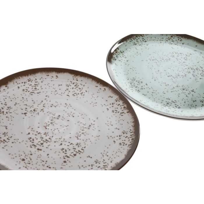 DKD Home Decor Plato Basicos Melamina Azul Blanco 28x28x1 cm (12 Unidades) 2