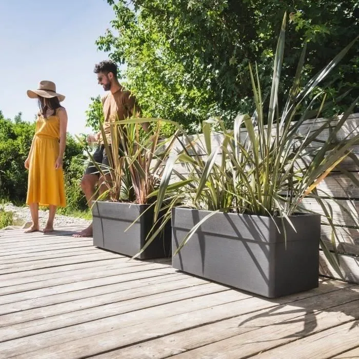 Eda Jardinera Gris Antracita 63 L Con Ruedas 78x39xH.39 cm EDA3086960275303 Exterior Interior