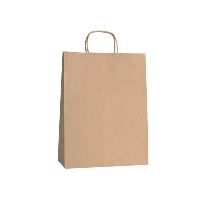 Fama Bolsa Asa Retorcida Papel Marrón 125gr 21x11x29 cm (25 Unidades) (25 Unidades)