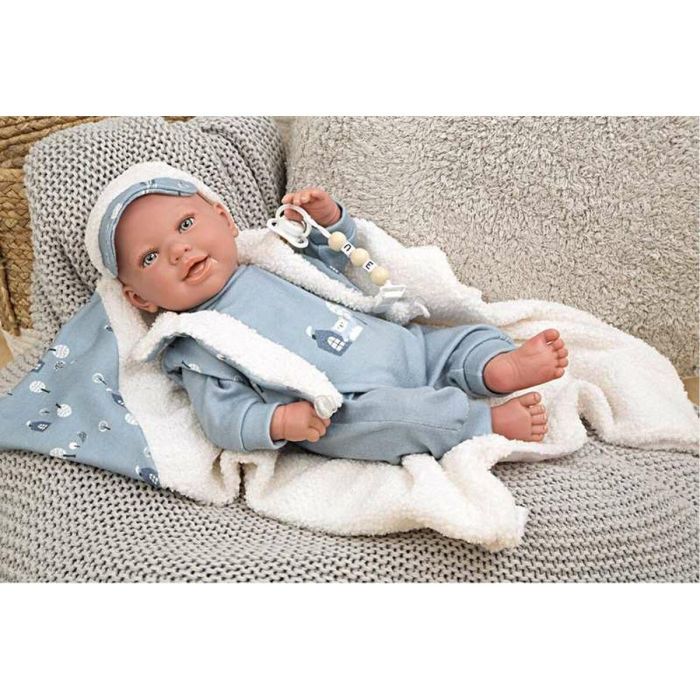 Muñeco reborn bruno con manta. incluye el chupete. (muñeco con peso) 45 cm 1