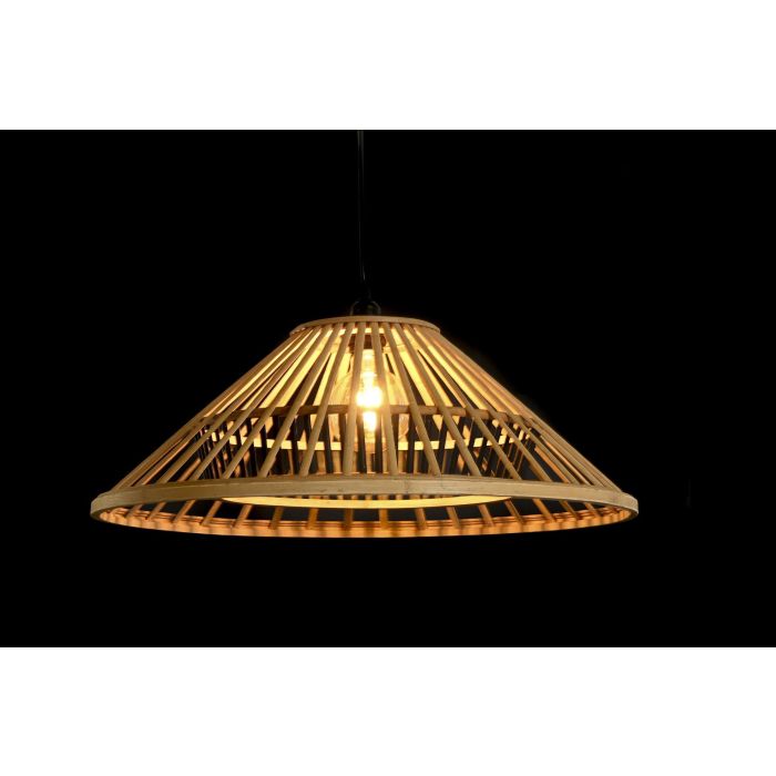 DKD Home Decor Lámpara de Techo Urban de Bambú Marrón, 60x60x26 cm, Casquillo E27, Potencia Máx. 50W, Cable 175 cm, 1 Luz 1