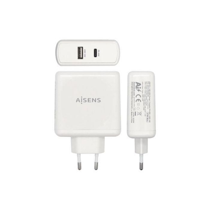 AISENS - CARGADOR 57W 1xUSB-C PD3.0 45W 1xUSB-A 5V/2.4A 12W BLANCO 1 AISENS - CARGADOR 57W 1xUSB-C PD3.0 45W 1xUSB-A 5V/2.4A 12W BLANCO 1