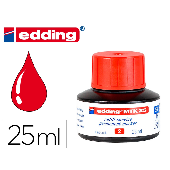 Edding Tinta MTK25 para Rotuladores Recargables, Sistema Capilar, Color Rojo, 25 ml 0 Edding Tinta MTK25 para Rotuladores Recargables, Sistema Capilar, Color Rojo, 25 ml 0