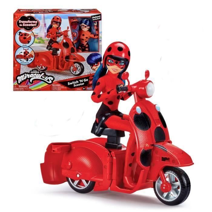 Scooter Miraculous Switch'n Go + Ladybug Lucky Charm Bandai 26 cm Muñeca articulada - P50668