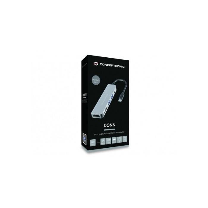 Hub USB Conceptronic 6 en 1 Gris Aluminio 3 Hub USB Conceptronic 6 en 1 Gris Aluminio 3