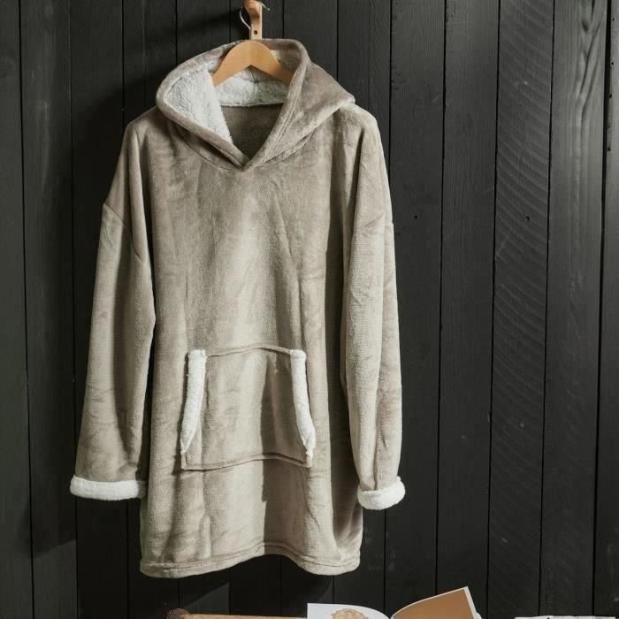 Sudadera polar a cuadros - TODAY - Manga larga y bolsillo - 70 x 87 cm - Beige Sudadera polar a cuadros - TODAY - Manga larga y bolsillo - 70 x 87 cm - Beige
