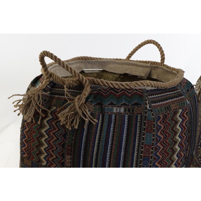 DKD Home Decor Cesta Boho Multicolor Fibra Algodón 41 x 41 x 40 cm (2 Unidades) 2 DKD Home Decor Cesta Boho Multicolor Fibra Algodón 41 x 41 x 40 cm (2 Unidades) 2
