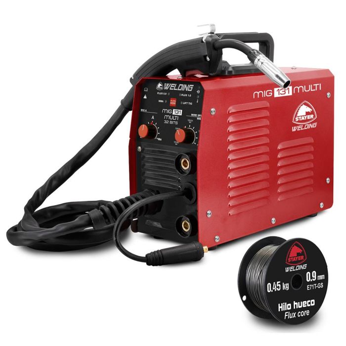 Stayer Equipo de soldadura mig 131+ bobina 0.45 kg hueco 0.9, 20-120A, 230V, incluye antorchas y cables