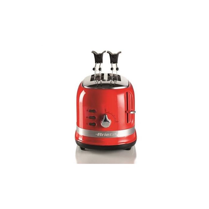 Ariete 149/00 Tostador Moderna 2 Ranuras Rojo con Pinzas y 3 Funciones