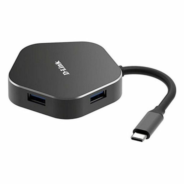 Hub USB 3 Puertos D-Link DUB-M420 Negro/Gris Negro/Plateado 60 W 1