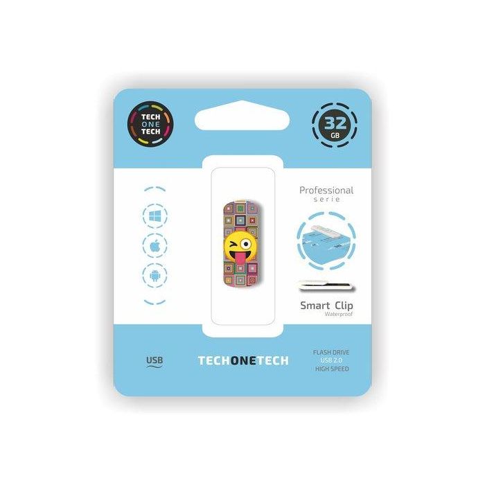 Memoria Usb 32Gb Tech-One-Tech Emoji Guiño 2.0 (Incluye Canon Lpi De 0.24 )