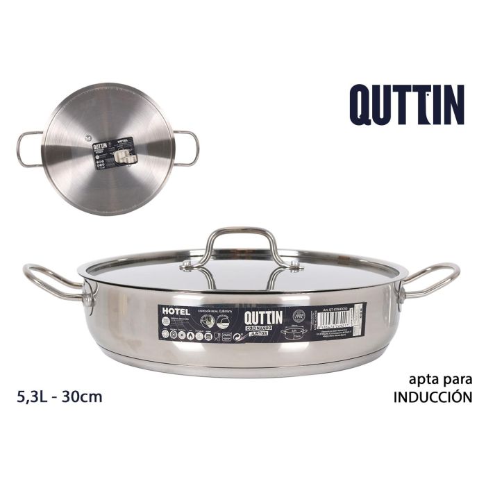 Cacerola baja con tapa acero inoxidable 30 cm 5.3L Quttin (2 Unidades) Cacerola baja con tapa acero inoxidable 30 cm 5.3L Quttin (2 Unidades)