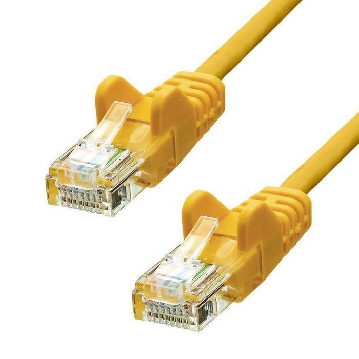 ProXtend Cable Ethernet CAT5e U/UTP CCA AWG 26 PVC Amarillo 30cm con Alivio de Tensión y Protección de Pestaña