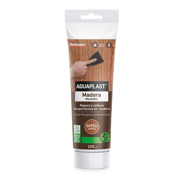 Aguaplast Masilla para madera Sapeli 125ml 70000-012 - Reparación, relleno y nivelación de grietas en madera