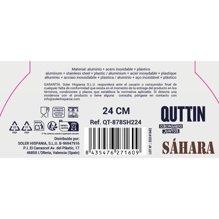 Wok de aluminio forjado 24 cm Quttin - Full Sahara (6 Unidades) 6 Wok de aluminio forjado 24 cm Quttin - Full Sahara (6 Unidades) 6