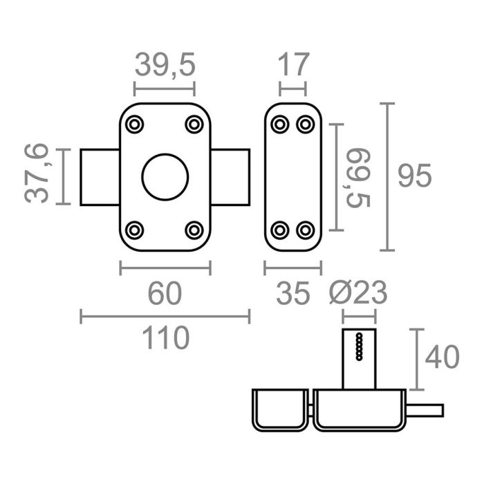 Cerradura de sobreponer Micel crr15 Acero izquierda-derecha Gris 2