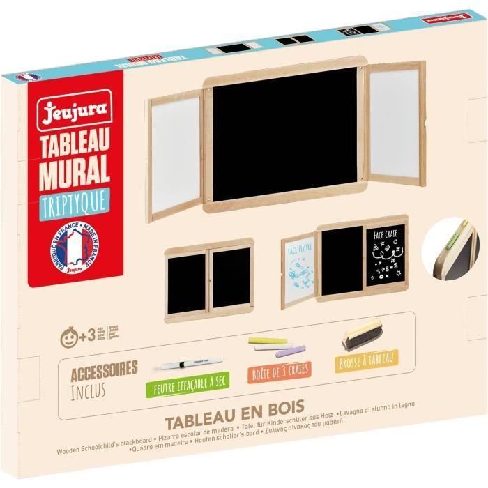 Tríptico mural - JEUJURA - Pizarra de tiza, 2 paneles, lado blanco y tiza 2 Tríptico mural - JEUJURA - Pizarra de tiza, 2 paneles, lado blanco y tiza 2