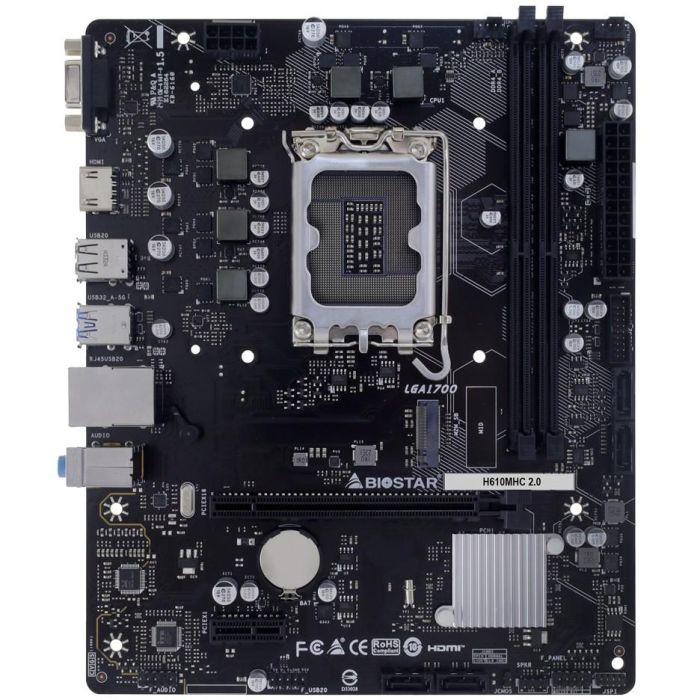 Biostar H610MHC 2.0 Placa Base Micro ATX Socket LGA 1700 DDR4 para Intel Core i3 12th/13th/14th Gen 1 Biostar H610MHC 2.0 Placa Base Micro ATX Socket LGA 1700 DDR4 para Intel Core i3 12th/13th/14th Gen 1
