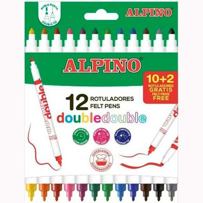 Set de Rotuladores Alpino Double Multicolor 12 Piezas (24 Unidades) 2