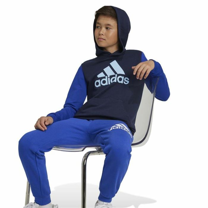 Sudadera con Capucha Niño Adidas Essentials Big Logo Colorblock Azul 3 Sudadera con Capucha Niño Adidas Essentials Big Logo Colorblock Azul 3