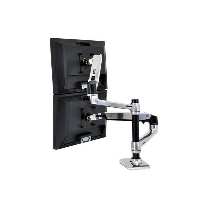 Ergotron LX Series Dual Stacking Arm para 2 Monitores de hasta 24 Pulgadas y 18.1 kg, Ajuste de Altura, Plata 1