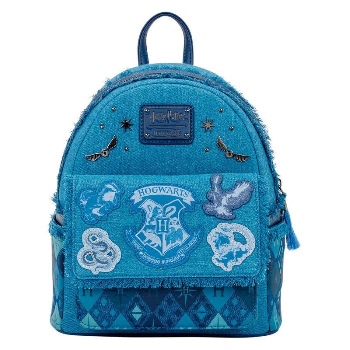 Loungefly Mochila Mini Hufflepuff Harry Potter de Terciopelo y Piel Sintética, 22.8x26.6x11.4cm