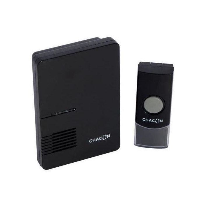 Chacon Timbre Inalámbrico para puerta, fácil de instalar, con amplio alcance de 80 metros y 32 melodías seleccionables. Chacon Timbre Inalámbrico para puerta, fácil de instalar, con amplio alcance de 80 metros y 32 melodías seleccionables.