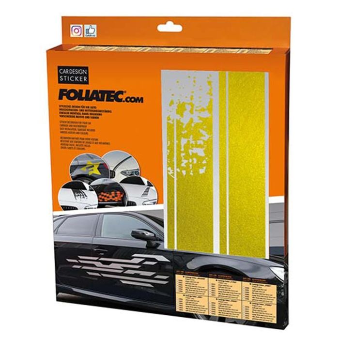 Foliatec FO33954 Adhesivo Pegatina para Coche Diseño Rayas Dorado, PVC Alto Rendimiento, Resistente UV/Intemperie/Lavado, 22x150cm, Pack 2 Foliatec FO33954 Adhesivo Pegatina para Coche Diseño Rayas Dorado, PVC Alto Rendimiento, Resistente UV/Intemperie/Lavado, 22x150cm, Pack 2