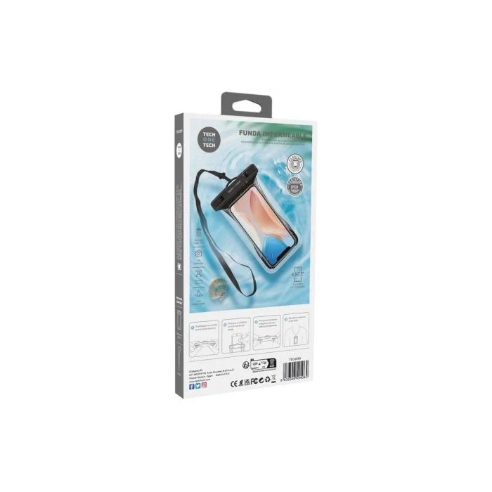 Tech One Tech Funda Impermeable Flotante TPU IPX8 para Móviles hasta 7.5", Negra