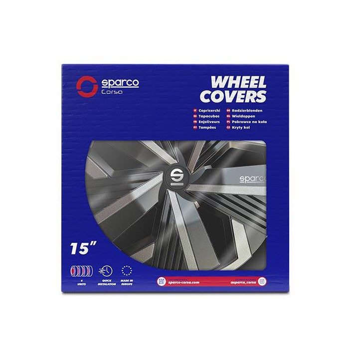 Sparco Tapacubos Nagoya Bicolor 15" Negro - Gris 4 Piezas Cs1 SPC1522BKGR 4 Sparco Tapacubos Nagoya Bicolor 15" Negro - Gris 4 Piezas Cs1 SPC1522BKGR 4