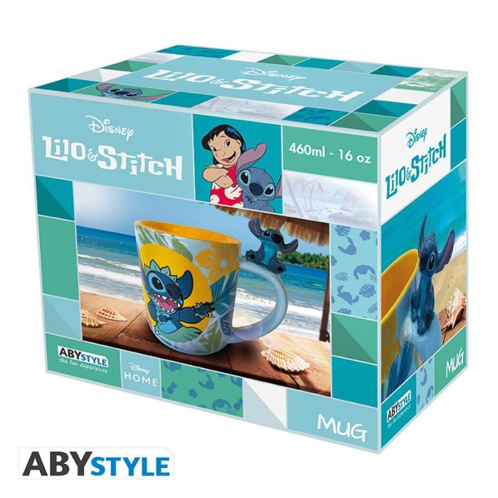 Abystyle Taza 3D Disney Stitch Hawaiano, Cerámica, 460 ml