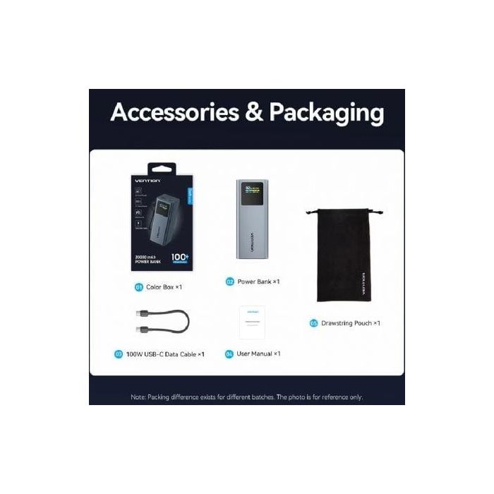 Powerbank 20000mAh Vention FKCH0/ 100W/ Gris 4